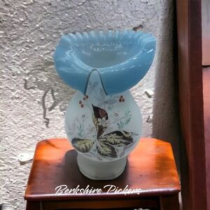 Bristol‎ handblown glass Ruffled Collared Vase hand painted UNIQUE